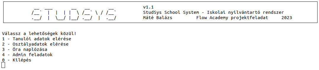 main menu for admins